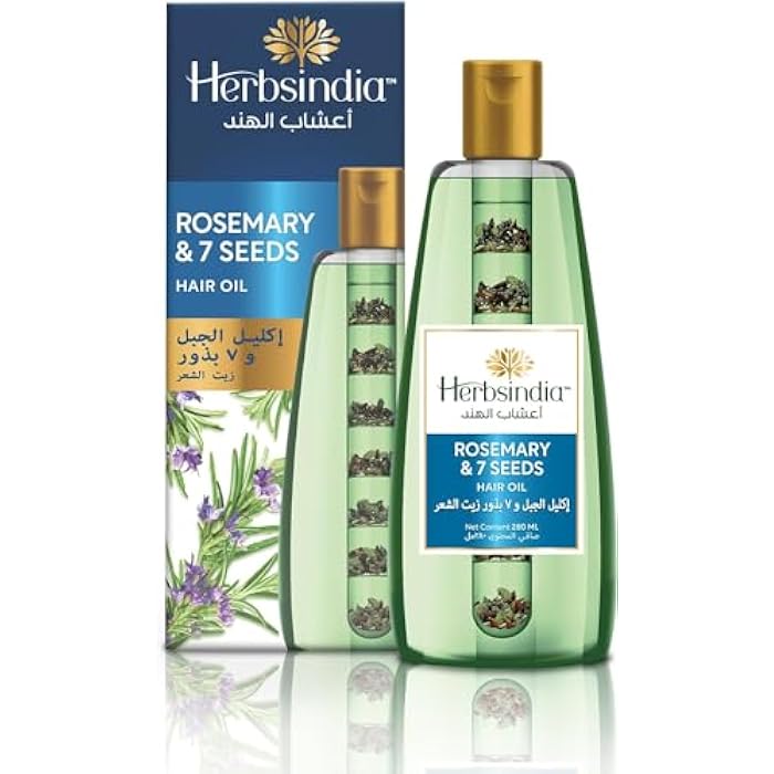 زيت شعر عشاب الهند روزمارى اكليل الجبل و7بذور طبيعية للشعر طويل وقوى لامع ولتغذه فائق للشعر خالي من اى مواد الكيميائية 280 مل من اشاب الهند - Image 1